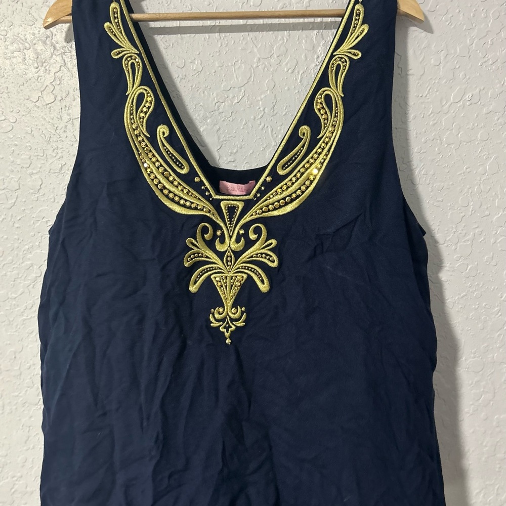 Embellished XL Royal blue and gold Owen Tank Top NWT